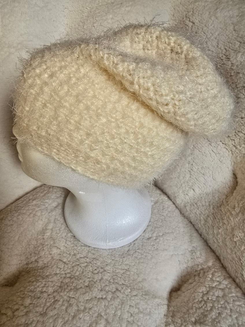 Cream Slouchy Beanie