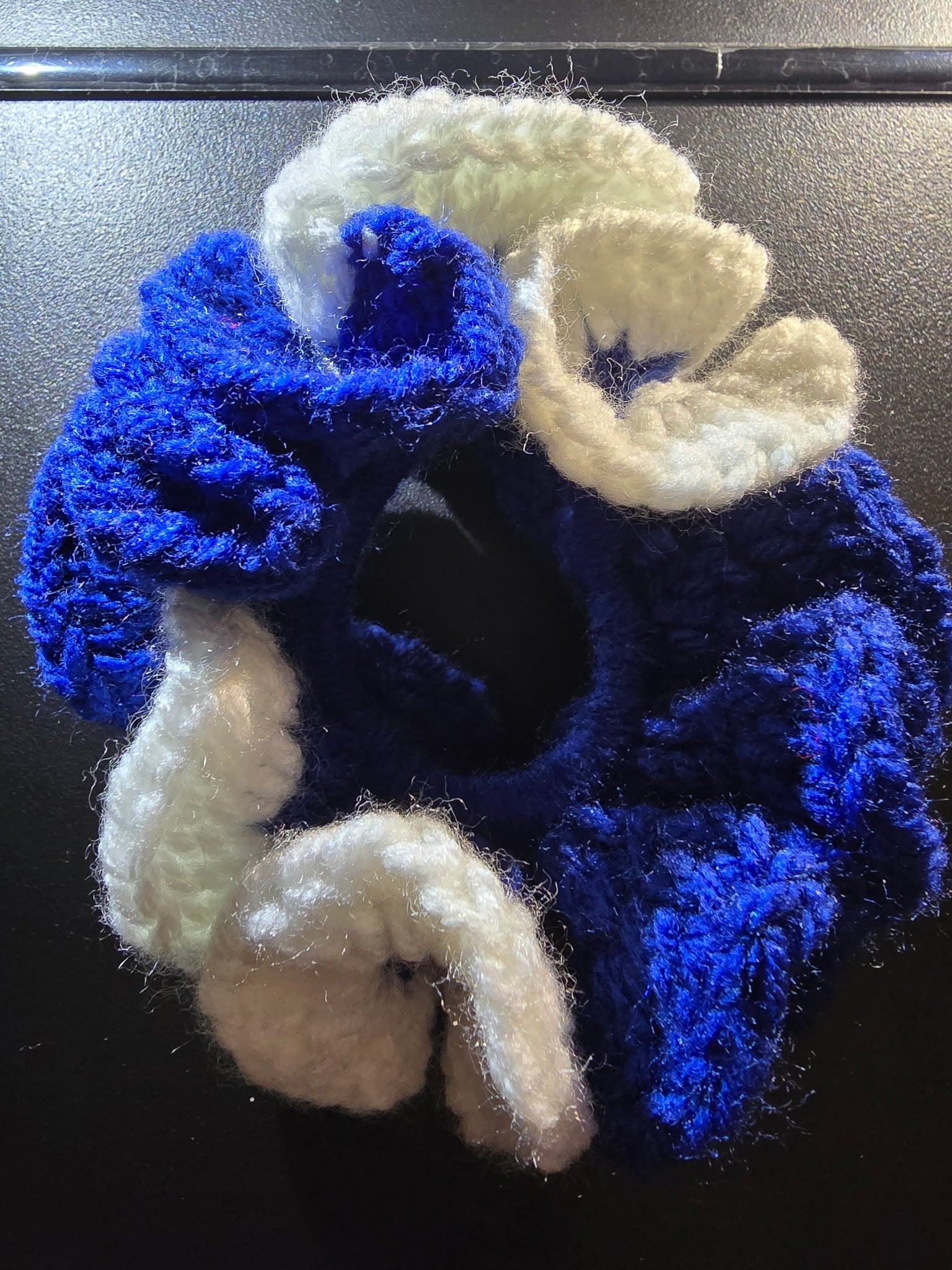 Royal Blue & Soft White Scrunchie