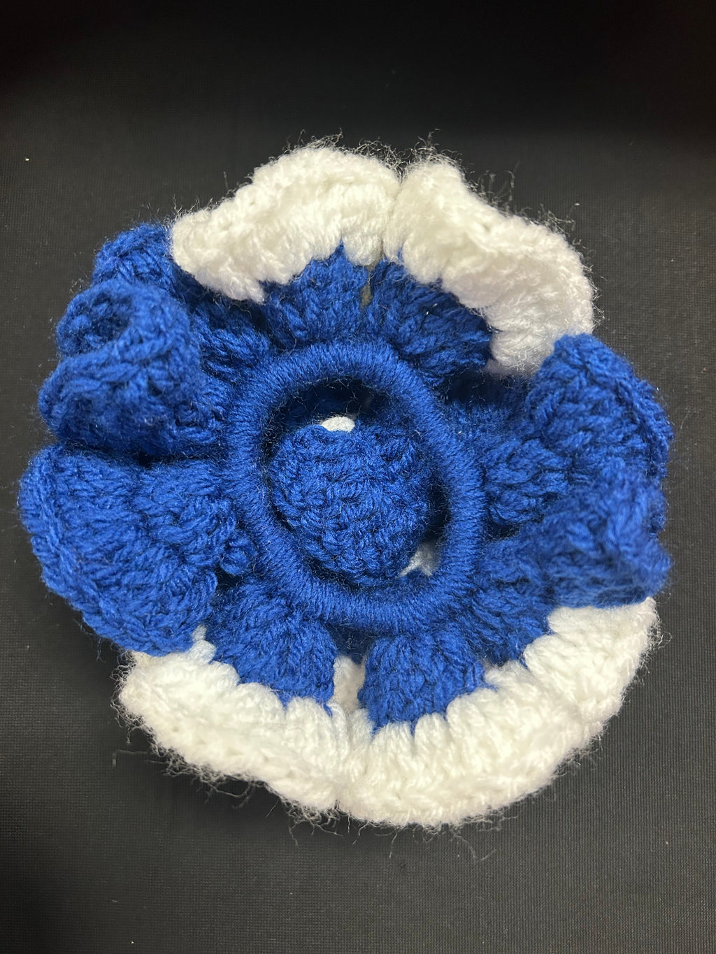 Royal Blue & Soft White Scrunchie