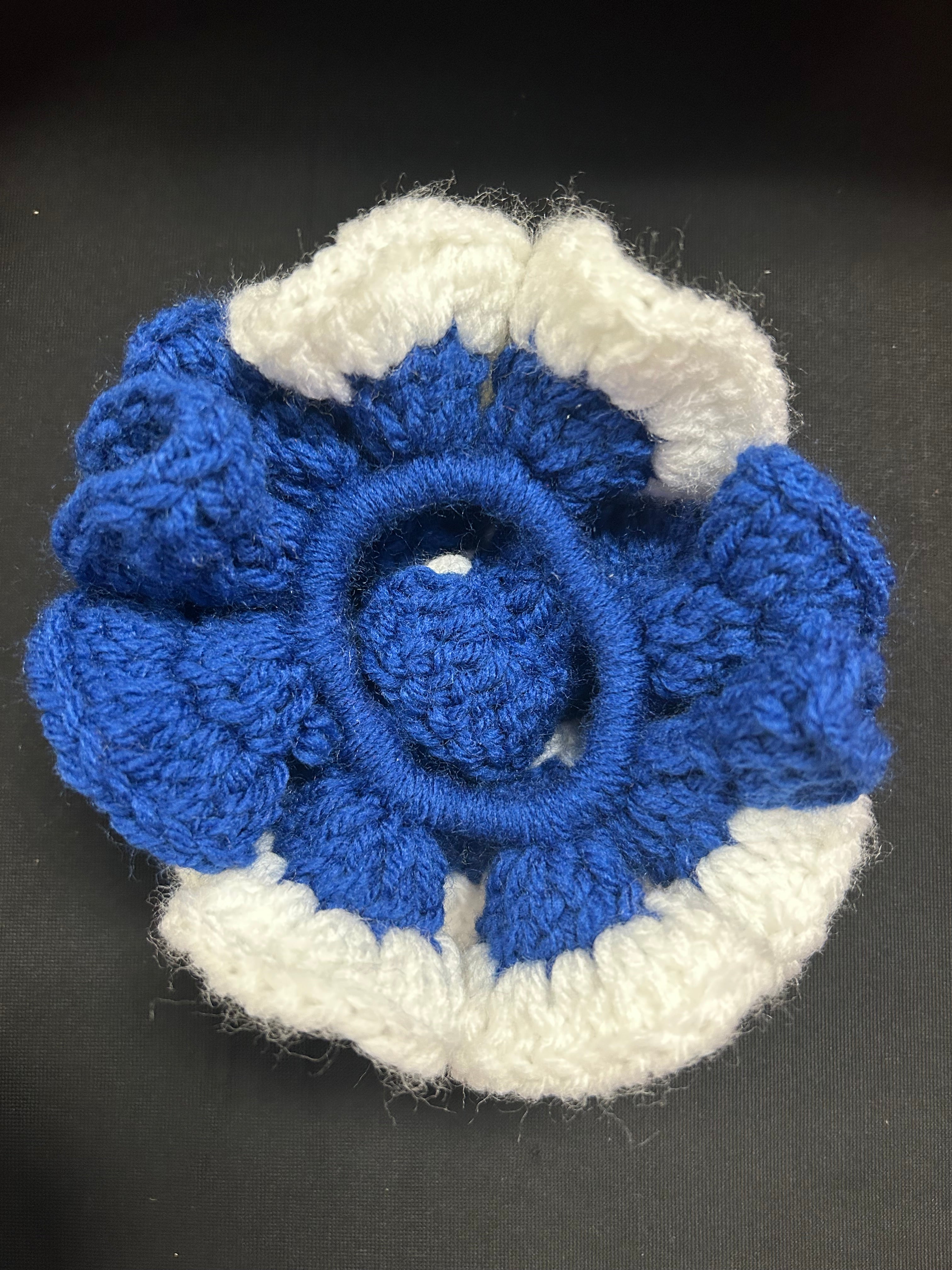 Royal Blue & Soft White Scrunchie